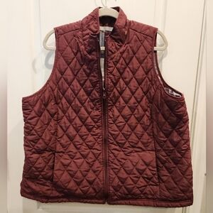 Maroon Quilted Vest 1X
